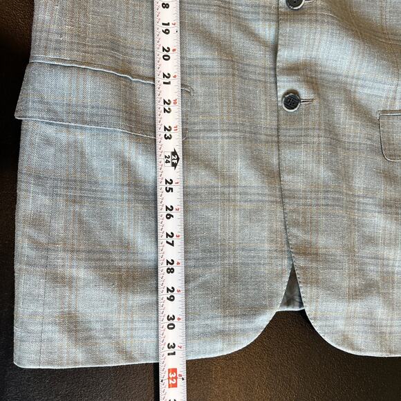 Brioni Sport Coat Nomentano Wool Silk Blue Tan Check EU 50R US 40R Blazer Jacket - Picture 15 of 16